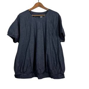 NEW! Lane Bryant Livi Activewear Henley Crop Tee Cuffed Navy Blue - 22/24